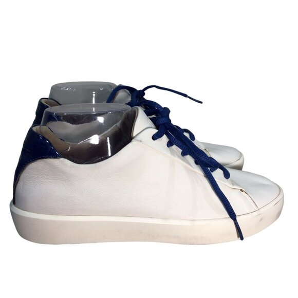 PAKIRA GOLF Diva Dundee Golf Shoes 9.5 WHT Calf Leather Navy Embossed Croc Heel - Picture 3 of 10